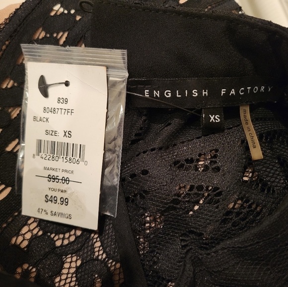 NEW English Factory S Top Black Floral Lace Embroidered Bell Sleeves Blouse - Picture 6 of 9